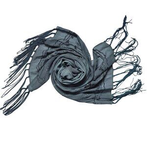 Unbranded Gray Shimmer Fringed Scarf